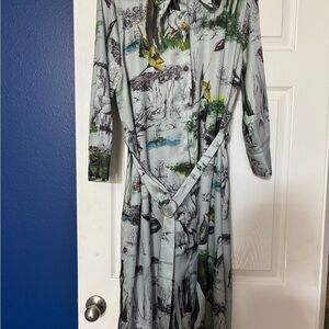 Zara Scenic Print Long Sleeve Dress